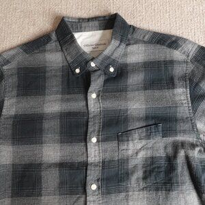 Officine Generale Mens Shirt Medium Gray Plaid Made in Portugal